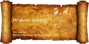 Hrubos Anikó névjegykártya